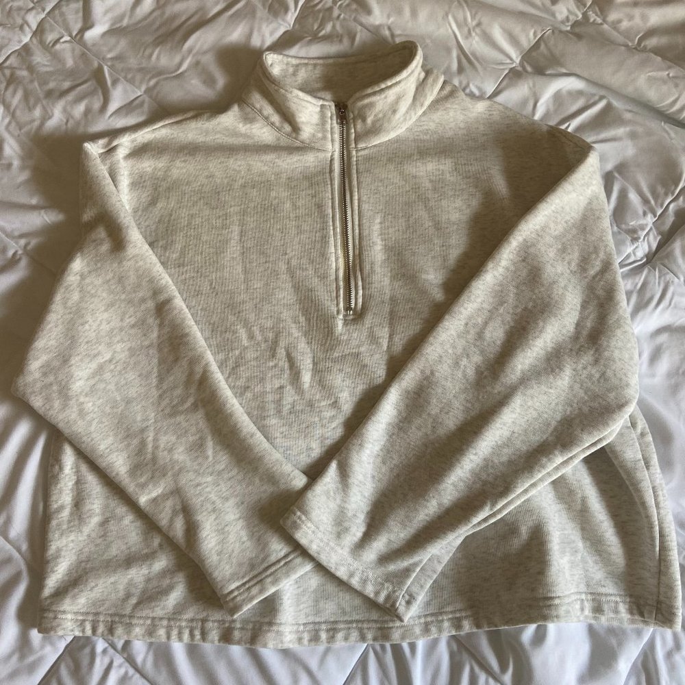 Light Heather Grey Quarter Zip Sweatshirt